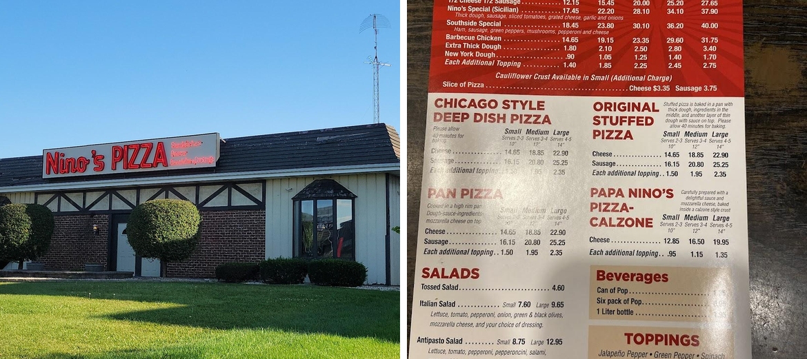 Nino's Pizza Menu